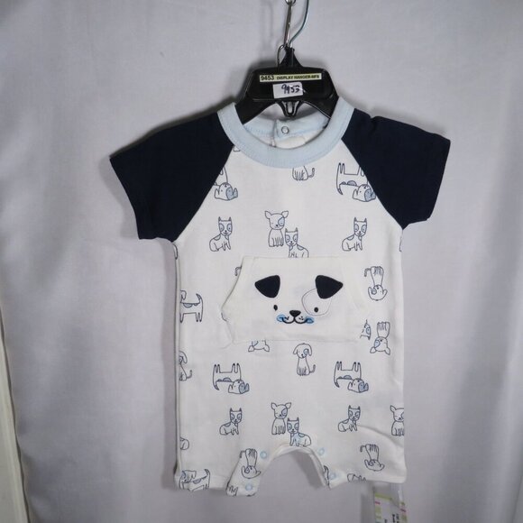 Baby Blue & White Dog Puppy Bodysuit Rene' Rofe' 3-6 mts - Picture 1 of 7